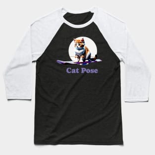 Cute kitten in the cat yoga pose Baseball T-Shirt